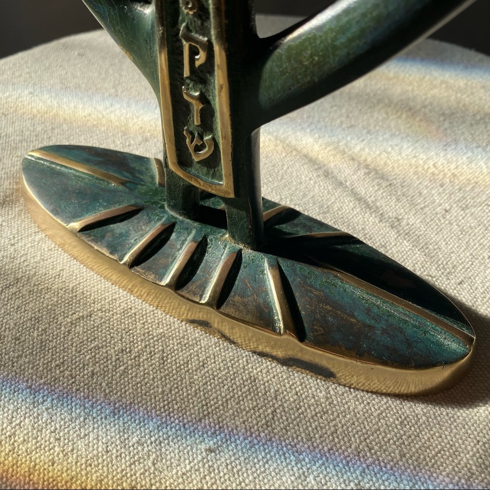 {SOLD} Mid-century Modern Brass Candelabra Menorah - Picture 5 of 12